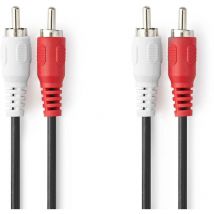 Câble audio stéréo 2x rca Male 2x rca Male Plaqué nickel 10.0 m Rond Noir Boîte