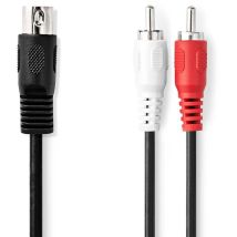 Nedis Câble audio DIN DIN 5-Pin Mâle 2x RCA Male Plaqué nickel 1.00 m Rond PVC Noir Label
