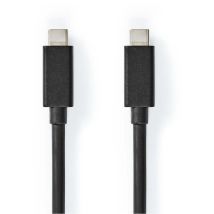 Modèle du produit : Câble USB USB 3.2 Gen 2x2 USB-C Mâle USB-C Mâle 100 W 4K@60Hz 20 Gbps Plaqué nickel 1.00 m Rond PVC Noir Label