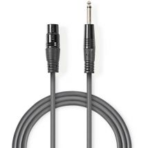 Câble audio déséquilibré XLR 3-Pin Femelle 6.35 mm Mâle Plaqué nickel 10.0 m Rond PVC Gris Foncé Boîte