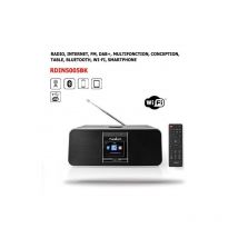 Nedis - Radio Internet Bluetooth Wi-Fi fm, dab+ Multifonction Conception de Table, Smartphone Tablette, Ecran Couleur, AirMusic, Usb