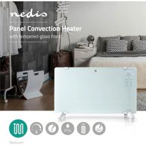 Nedis - termoventilatore riscaldatore elettrico 1000/2000 w termostato regolabile 2 impostazioni di calore riscaldatore telecomando timer vetro bagno