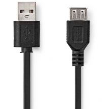 Nedis - Usb kabel usb 20 usb a stecker usb a buchse 480 mbps vernickelt 200 m rund pvc schwarz etikett 80654767 80654767 80654767 80654767 80654767