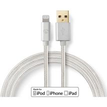 Nedis - Lightning kabel usb 20 apple lightning 8 polig usb a stecker 480 mbps vergoldet 300 m rund geflochten nylon aluminium box mit abgedecktem