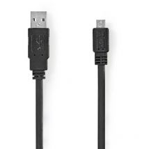Nedis - Usb kabel usb 20 usb a stecker usb micro b stecker 480 mbps vernickelt 100 m flach pvc schwarz kunststoffbeutel 39163590 39163590 39163590