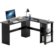 Need - Bureau d'angle Postes de Travail Bureau Informatique en l Bureau Gaming avec Étagères pour ÉtudesTravail, Gaming,130 x 130 x 73CM -Noir