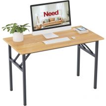 Need - Bureau d'Ordinateur Informatique Pliante 120x60cm Table d'étude/à dîner Pliable pour Maison/Bureau,Teck et Noir