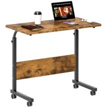 Need Laptoptisch Mit Rollen, Tablet-ständer, 80 X 40 Cm, Beistelltisch Für Laptop Neben Bett Oder Sofa,braun