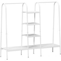 Porte-vêtements armoire porte-manteau en métal avec support de rangement et tringle à suspendre blanc - Need