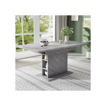 Need - Table de Salle à Manger Extensible avec Étagère de Rangement, Table à Café Rectangulaire, Îlot de Cuisine pour Salon, Salle à Manger, Gris