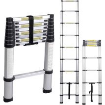 Chelle télescopique 2.6 m, échelle pliante - 8 échelons rétractables multifonctions, aluminium - Need