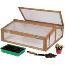 Needs&wants - Frühbeet Aufsatz klein aus Holz Bausatz, Frühbeetkasten mit Abdeckung Gewächshaus mit Deckel wetterfest für Garten Balkon Outdoor,