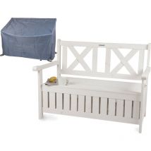 Needs&wants - Gartenbank Holz wetterfest mit Stauraum und Abdeckung, 2-Sitzer Truhenbank Holzbank klassisch, Parkbank Sitzbank massiv Garten Outdoor