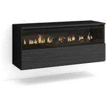 Chimenea eléctrica led, Sin Calor, 102x45x35cm, 1 Hueco, 1 Puerta, Chimenea eléctrica, Colgado, Suspendido, Estilo Moderno, Negro - Skraut Home