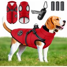 Chaqueta de perro Abrigo de perro con arnés incl. 45 bolsas de caca + dispensador Perro de invierno chaleco impermeable forrado Chaleco acolchado con
