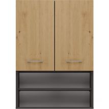 Hucoco - nellio - Armario con espejo de pared - Armario de pared para cuarto de baño - 64x30x90 cm - Almacenaje para cuarto de baño