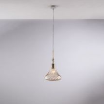 Bonetti Illumina - Nemesi - Suspension en fer avec verre pyrex ambré 1 lumière 142 - Ø20 - BL280-S1-AM