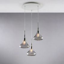 Bonetti Illumina - Nemesi - Suspension en fer et verre pyrex gris 3 lumières 141 - Ø50 - BL280-S3-GR