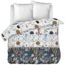 Nemo - Couette Imprimée Motifs Océan 260 x 240 cm + 2 Taies d'oreiller 60x60 cm