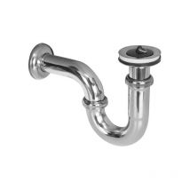 Skill Siphon pour lavabo avec tuyau d'évacuation 5/4'xD32 mm avec bonde et obturable en caoutchouc avec rosace chrome - Nemo