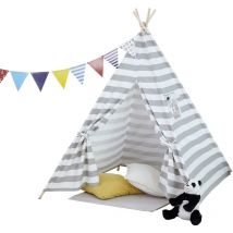 Neo Grey Stripe Canvas Childrens Indian Tent TeePee