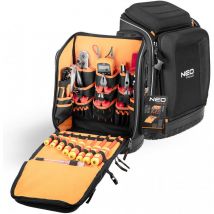 NEO TOOLS Sac à dos à outils pour électricien, 31 pièces, avec outils pour électricien, 26 poches, kit d'outils électriques mobiles et durables, dans