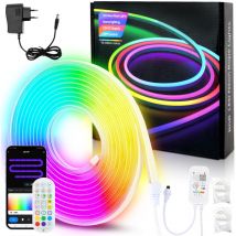 Néon Bande led 10M, rgbic Ruban led, Contrôle app et Télécommande ir Étanche IP65 Flexible Étanche Silicone Bandeau Dimmable