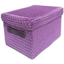 Topfurnishing - Neon Bright Colours Kids Playroom Toy Box Cupboard Storage Basket + Handle & Lid [Purple,Extra Large 38x30x24cm]