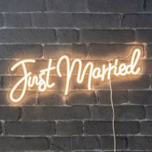 Skylantern - Neon led Just Married 50CM - Neon Mural Blanc Chaud sur Secteur - Lampe Neon Enseigne avec Interrupteur on/off pour Decoration Mariage,