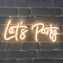 Skylantern - Neon led Let's Party 38,5CM - Neon Mural Blanc Chaud sur Secteur - Lampe Neon Enseigne avec Interrupteur on/off pour Decoration