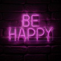 Ostaria - Néon mural usb Be Happy rose