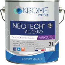 Krome Neotech Velours Peinture de Finition Murs et Plafonds - Intérieur Couleur: Blanc - Conditionnement: 3L