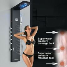 Onyzpily - Nera Colonna Doccia Idromassaggio led Pannello Doccia Idromassaggio con Temperatura (Display LCD),304 Acciaio Inox,5 In 1 Funzioni con