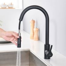 Lonheo - Nero Rubinetto da Cucina Estraibile in Acciaio Inox, Girevole a 360 Miscelatore Monocomando per Cucina