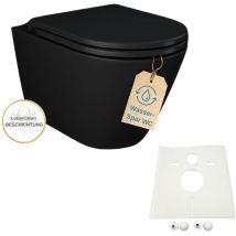 Nero Wand-Tiefspül-WC spülrandlos schwarz matt inkl. wc Sitz Komplettset