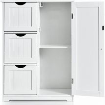 Mobile Da Bagno, Mobile Da Terra Con 3 Cassetti E Anta, Ripiano Regolabile, Per Bagno, Camera Da Letto, Salotto, Cucina, 60x 30x 81cm (bianco) - 