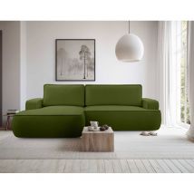 Bestmobilier - Nessino - links 4-sitzer - schlaffunktion und bettkasten - aus strukturiertem stoff - grün