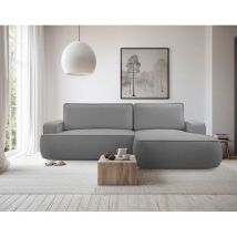 Bestmobilier - Nessino - rechts 4-sitzer - schlaffunktion und bettkasten - aus strukturiertem stoff - dunkelgrau