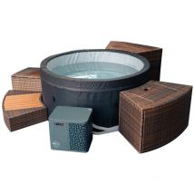 Netspa - Ice Whirlpool halbstarr rund Eisbad mit 5 kW Wärmepumpe inkl. Umrandung