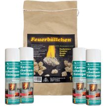 Hotrega - Nettoyant pour vitres de cheminée 4x 300 ml y compris boules de feu 1 kg