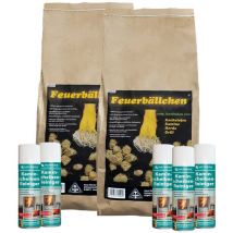 Hotrega - Nettoyant pour vitres de cheminée 5x 300 ml y compris boules de feu 5 kg
