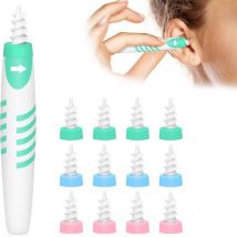Nettoyeur d'oreille, nettoyeur d'oreille en spirale, nettoyage des oreilles et ensemble de 16 embouts lavables, nettoyeur d'oreille, nettoyeur