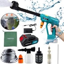 Nettoyeur haute pression électrique, buse 6 en 1, nettoyeur haute pression sans fil pour voiture, pistolet à eau pour jardin, avec batterie 3,0 a +