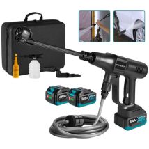 Nettoyeur Haute Pression Portable 100 Bar,3 Vitesses,buse 6-en-1,pistolet À Eau Haute Pression Sans Fil Avec Deux Batteries Et Accessoires,pour Jardin
