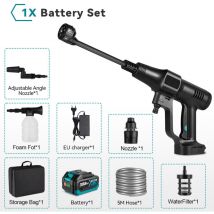 Ranipobo - Nettoyeur haute pression sans fil 200 bar, pistolet a eau Portable pour lavage de voiture 3 vitesses+1 batterie 15000mAh
