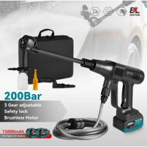 Ranipobo - Nettoyeur haute pression sans fil 200 bar, pistolet a eau Portable pour lavage de voiture 3 vitesses+2 batterie 15000mAh