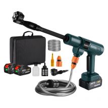 Nettoyeur haute pression sans fil 100 bar, débit max 4.1L/min , Buse Multi-Fonctions 6-en-1, Nettoyeur haute pression portable - avec deux batteries