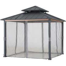 Sunjoy Moskitonetz für Pavillon 300cm x 300cm – Wetterbeständig – UV-geschützt – Inklusive Ring-Hardware – 12 Monate Garantie