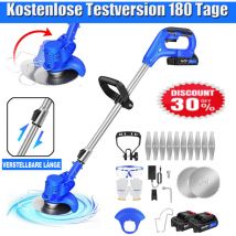 Neu 21v Elektro Rasentrimmer Freischneider Motorsense Garten Trimmer 2pc Li-ion Akku