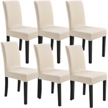 [neu.haus] - Set de 6 x funda para silla en color arena material extensible y elástico para diferentes tamaños de sillas